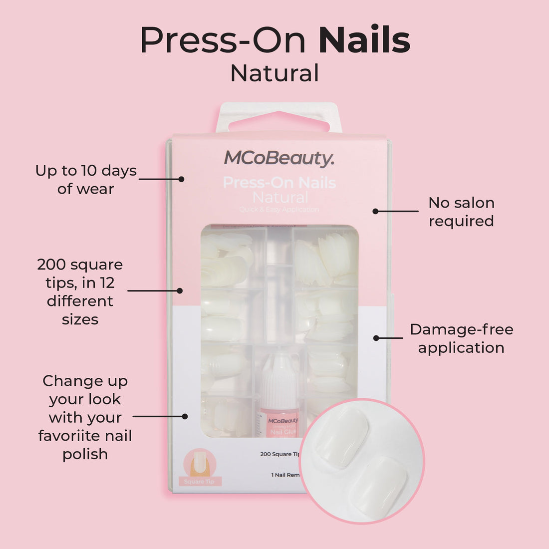 Press-On Nails Natural - Square Tip