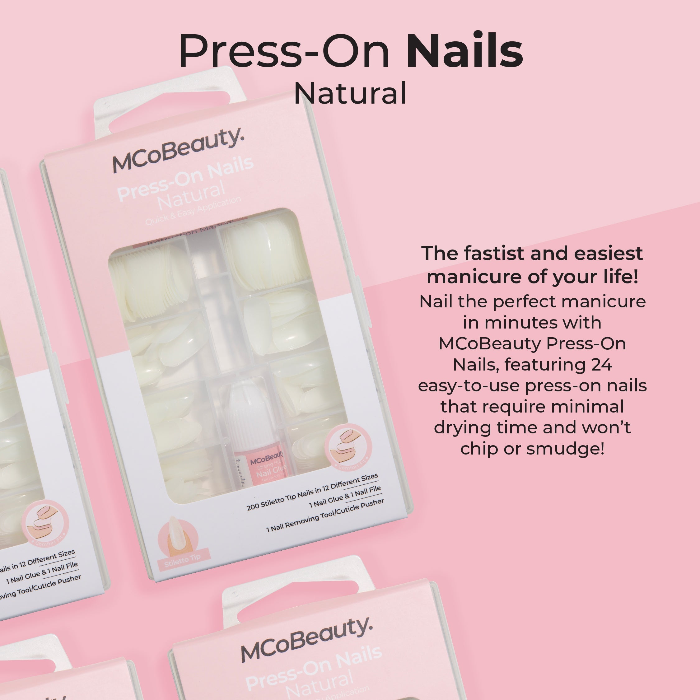 Press-On Nails Natural - Stiletto Tip