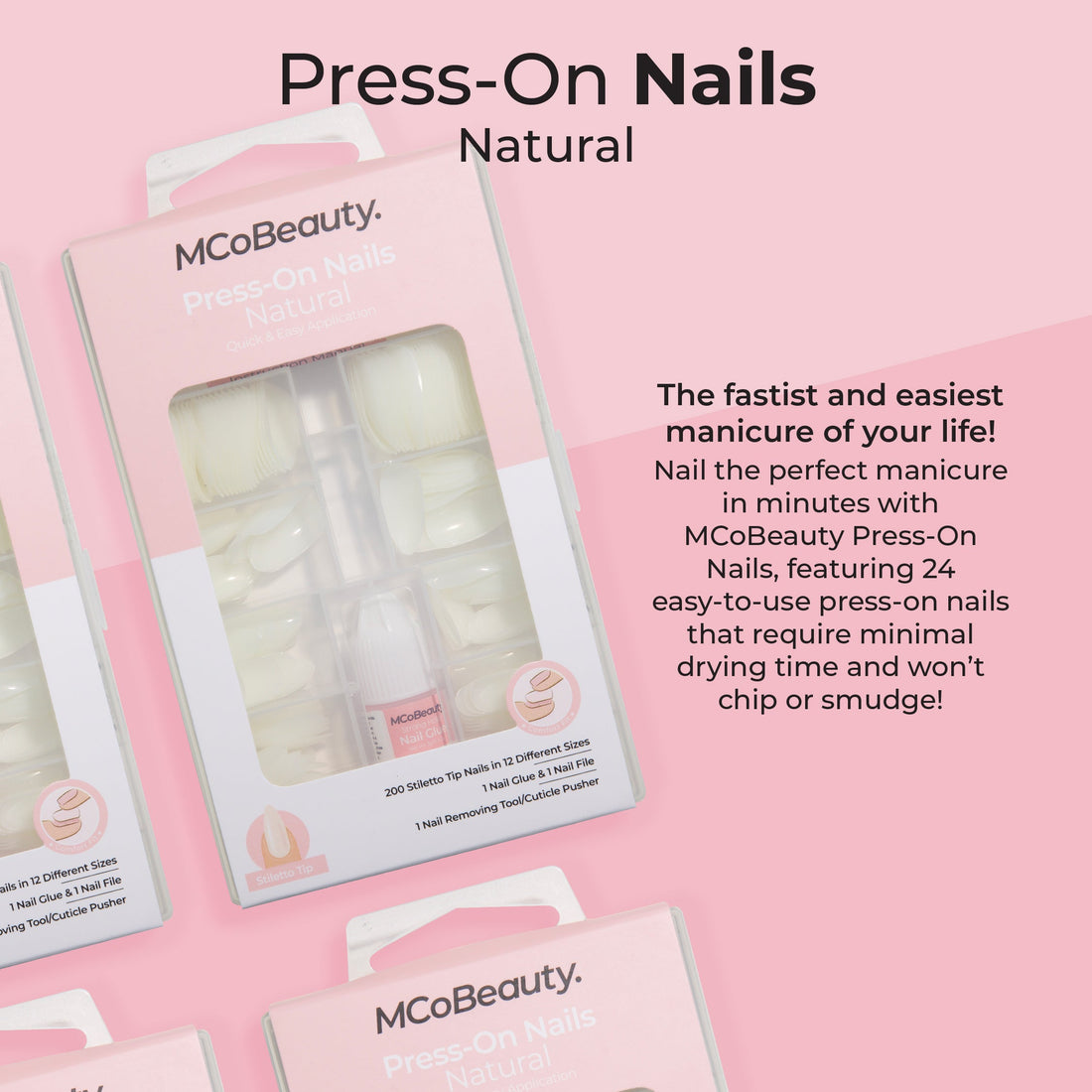 Press-On Nails Natural - Stiletto Tip