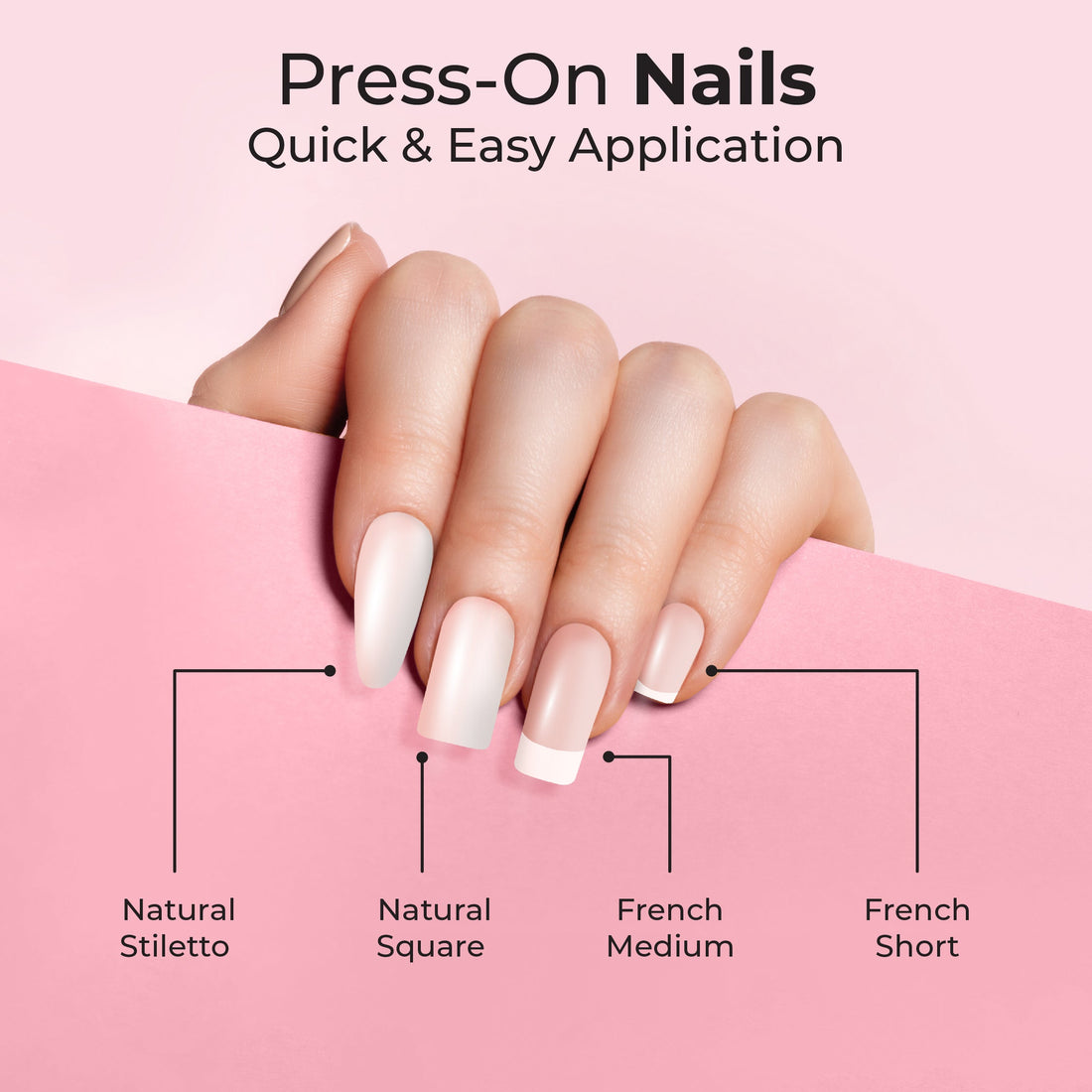 Press-On Nails Natural - Stiletto Tip