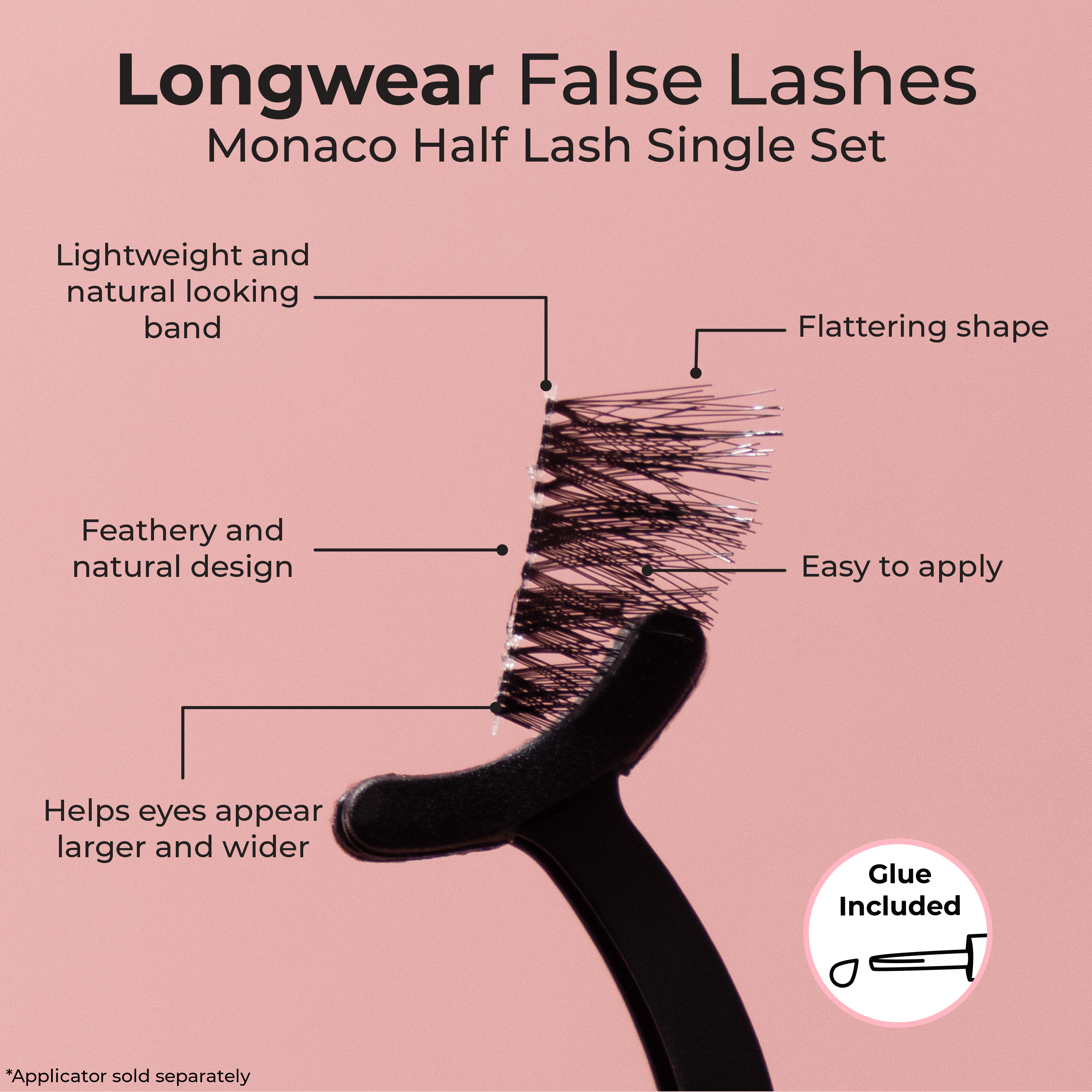 Longwear False Lashes - Monaco Half Lash Single Set